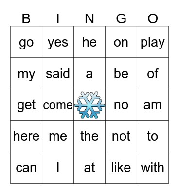 Snowflake Sight Words Bingo Card