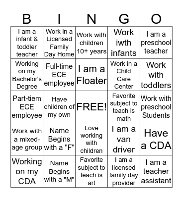 Interpersonal Bingo Card