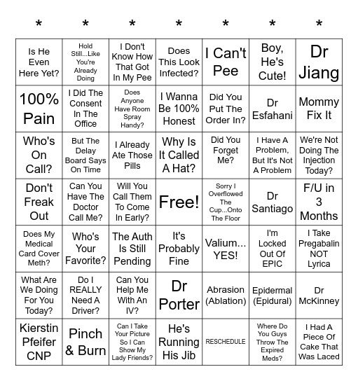 A Day In Pain Bingo Card