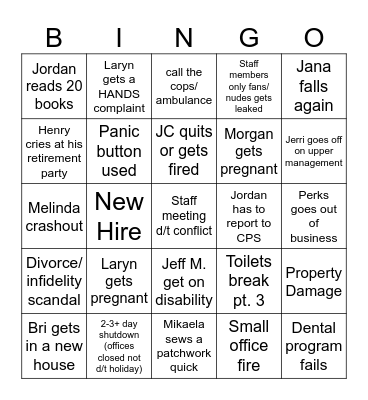Work Bingo Card