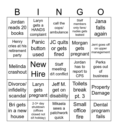 Work Bingo Card