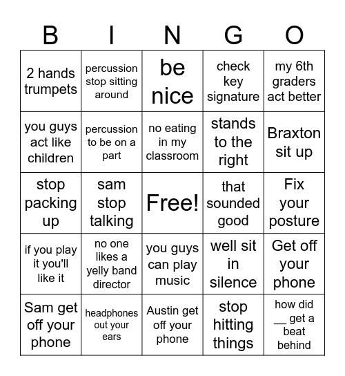 Niedbalski saying Bingo Card