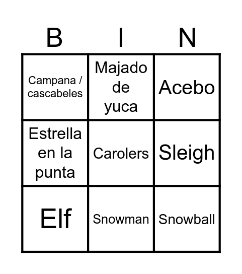 Bingo de Navidad Bingo Card