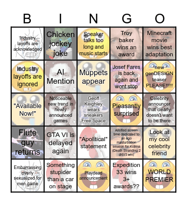 GAME AWARDS 2025 Bingo Card