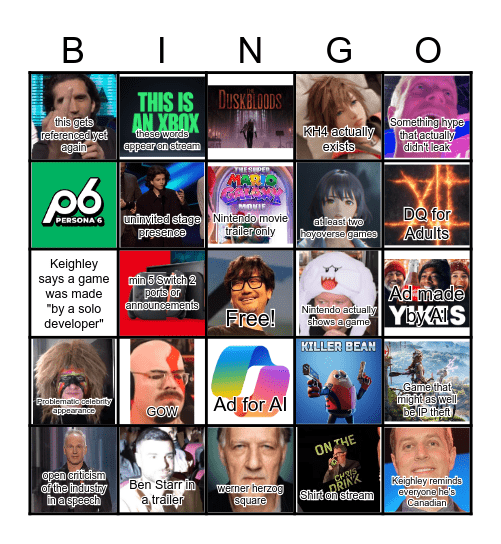 VGC TGA 2025 Bingo Card