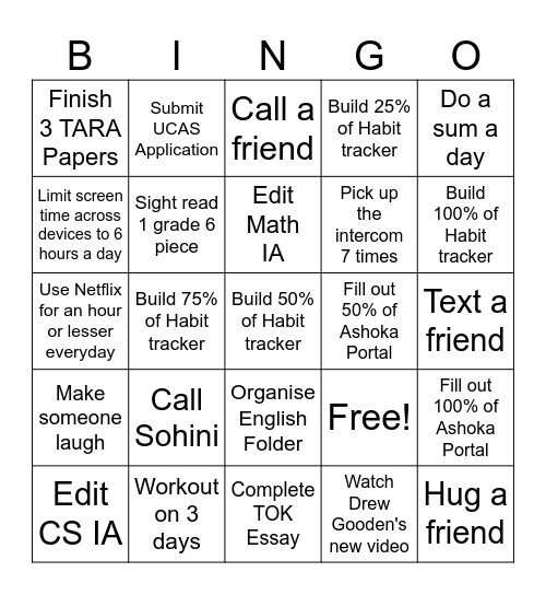 Bingo! Bingo Card