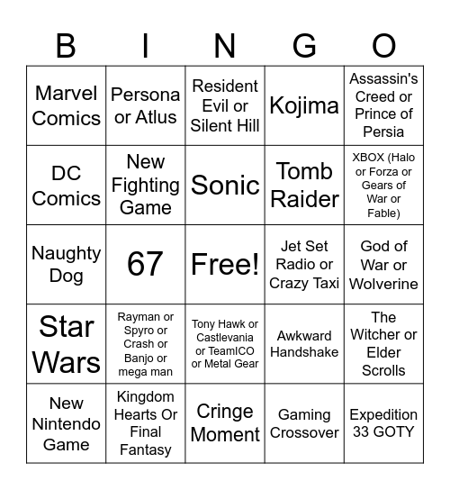 UntitledGa Bingo Card