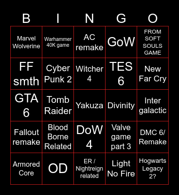 TGA Hopium BINGO Card Bingo Card