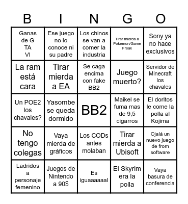 Bingo TGA Mommies Enjoyers Bingo Card