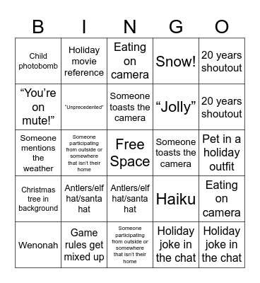 FWW Holiday Bingo Card
