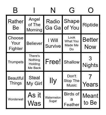 Musical Bingo Card