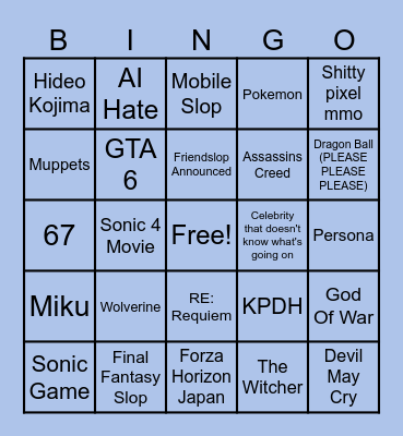 The Game Awards 2025 Bingo Card