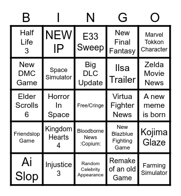 Koefficient GOTY 2025 Bingo Card