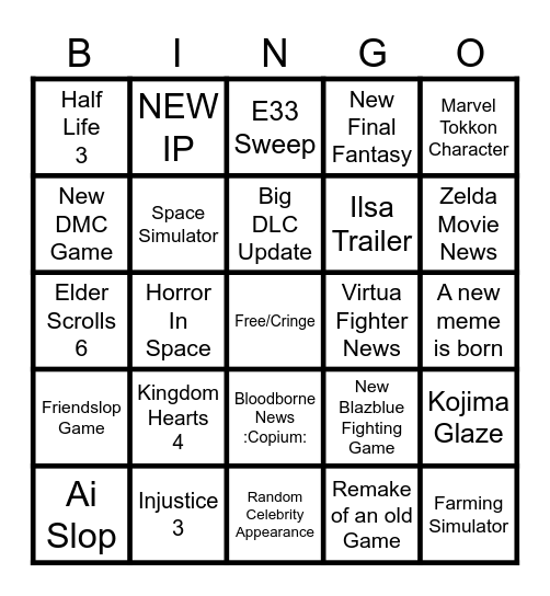 Koefficient GOTY 2025 Bingo Card