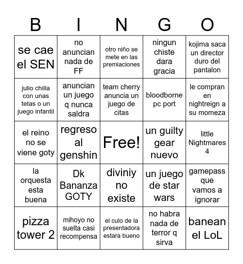 VGA 2025 Bingo Card