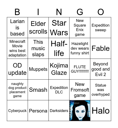Game Awards Bingo Card