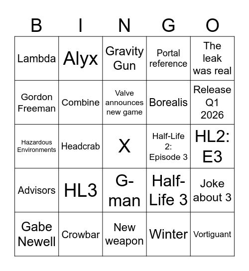 TGA 2025 Bingo Card