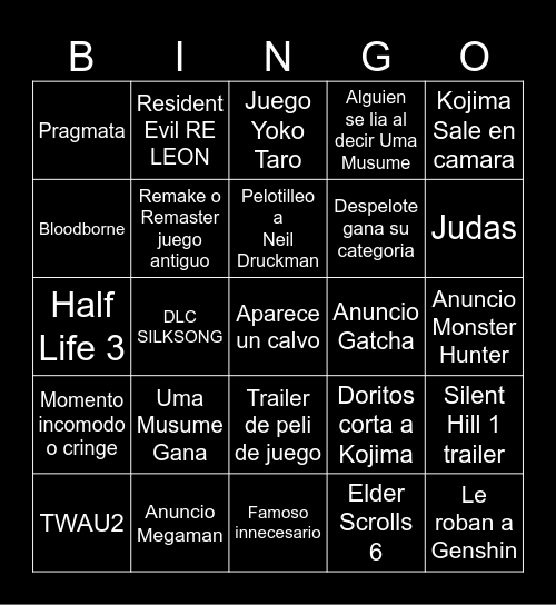 Bingo Eristation Bingo Card