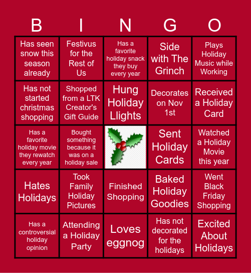 Brand Success Holiday Happy Hour Bingo Card