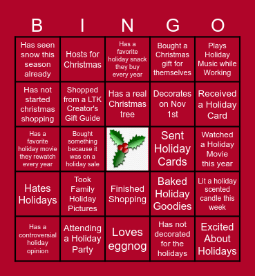 Brand Success Holiday Happy Hour Bingo Card
