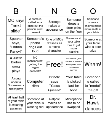 Pajama Jam Bingo Card