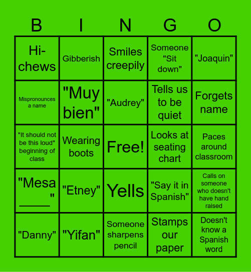 K Bingo Card