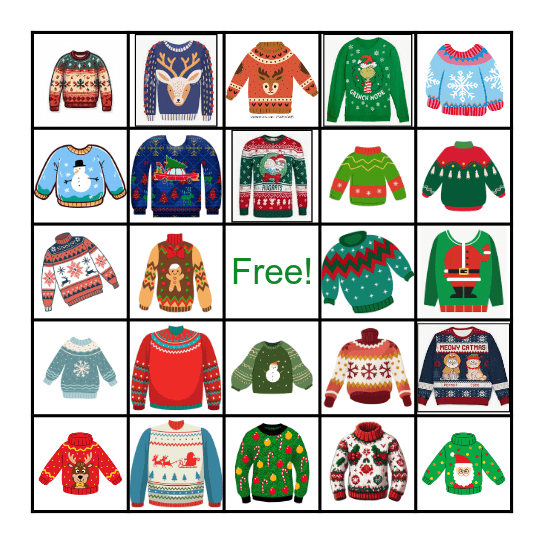 Ugly Sweater BINGO! Bingo Card