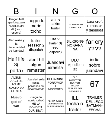 cocktys 2025 Bingo Card