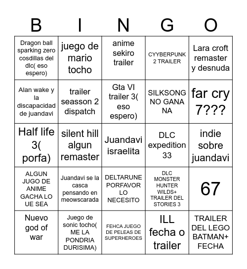 cocktys 2025 Bingo Card