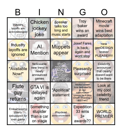 GAME AWARDS 2025 Bingo Card
