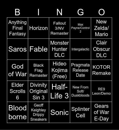 THE GAME AWARDS 2025 Bingo Card