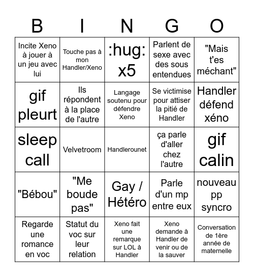 Bingo Xeno X Handler Bingo Card