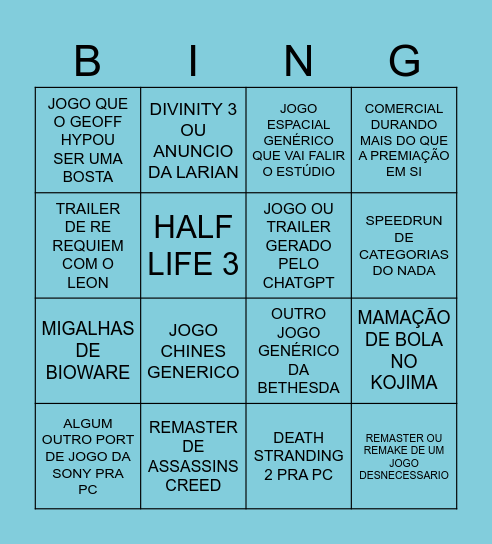 GAME AWARDS Bingo Card