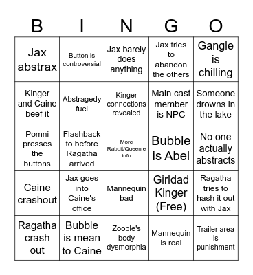 The Beach Episode Bingo Card