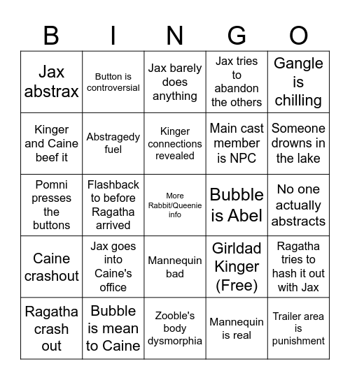 The Beach Episode Bingo Card