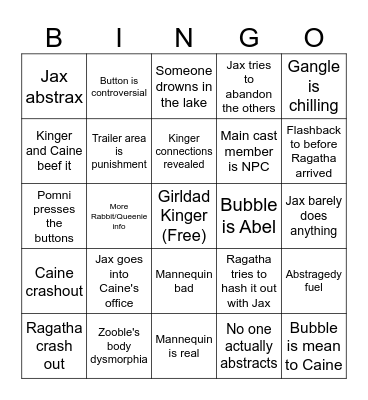 The Beach Episode Bingo Card