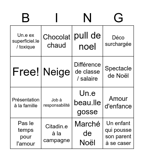 Bingo du film de Noël Bingo Card