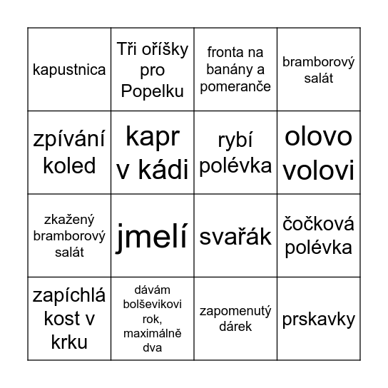 Vánoční Bingo 2025 Bingo Card