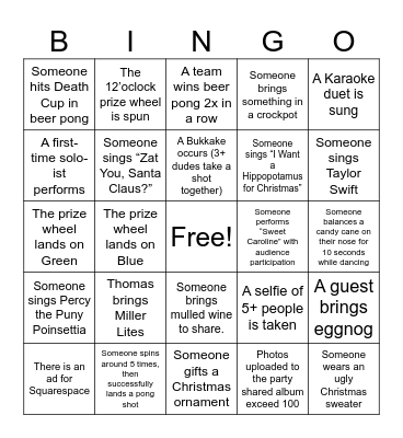 Christmas Karaoke Bingo! Bingo Card