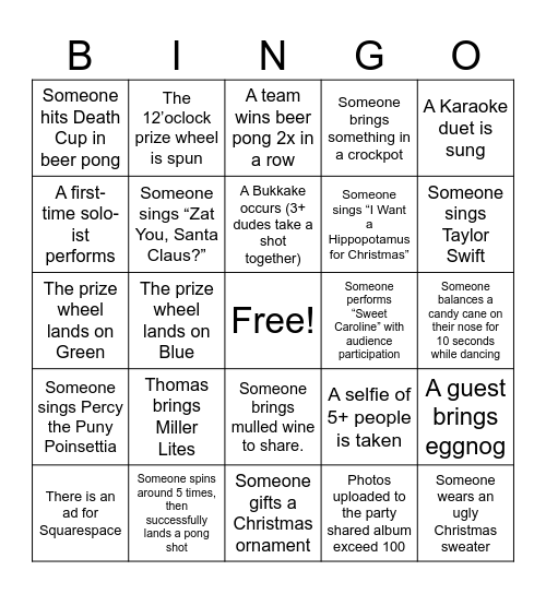 Christmas Karaoke Bingo! Bingo Card