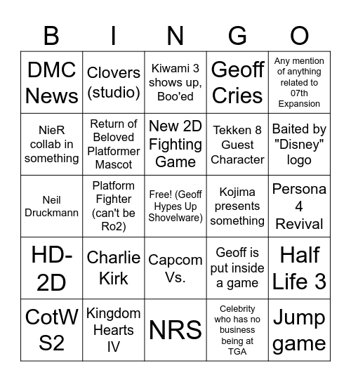 Geoff Bingo Card