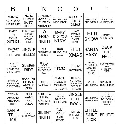 CHRISTMAS BINGO Card