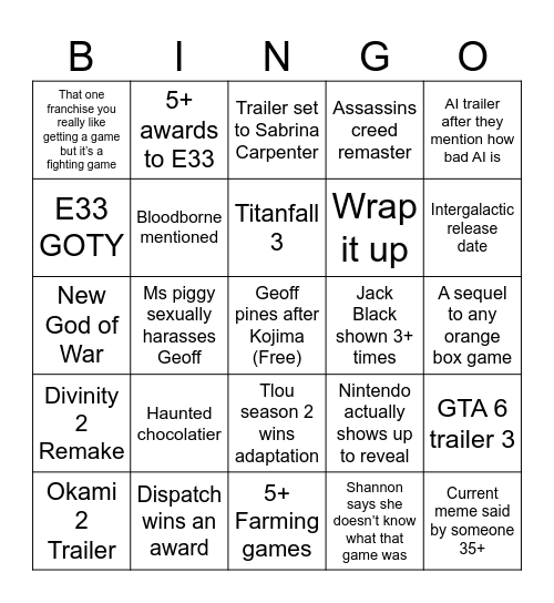 Untitled Bingo Card