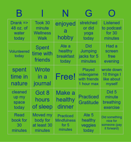 January Card Bingo Card