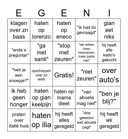 GACUHO DE LA PAMPA BINGO Card