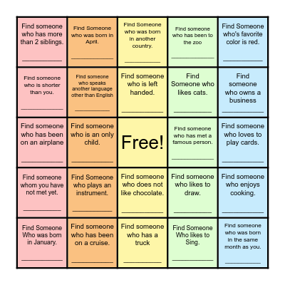 Find Someone Who... Bingo Card