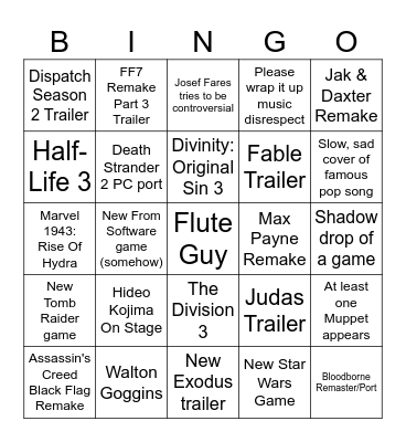 The VGA's 2025 Bingo Card