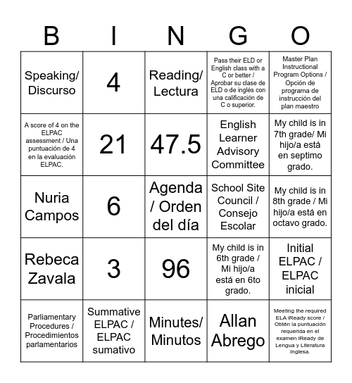 ELAC BINGO - Happy Holidays Bingo Card