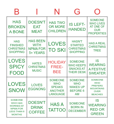 MIX & MINGLE BINGO Card