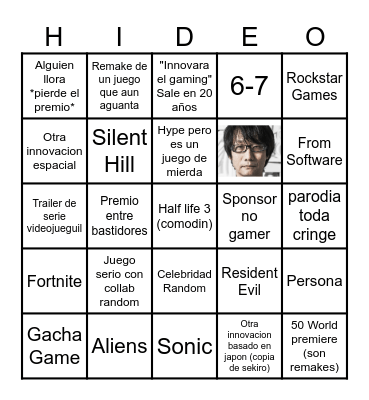 Bingo de los Game Awards Bingo Card